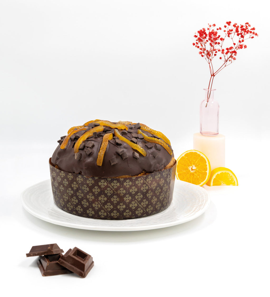 Panettone artigianale al Cioccolato Fondente, Arancia e Rum da 1 Kg