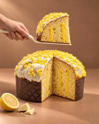 Panettone artigianale al limone con burro di bufala Tenuta Agrilat - la fetta con gli ingredienti
